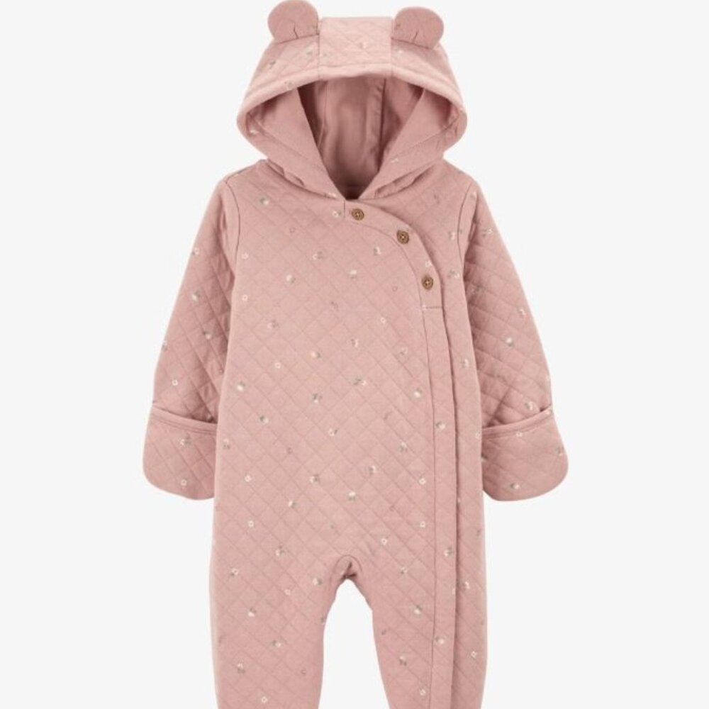 NB Baby Hooded Quilted Jumpsuit